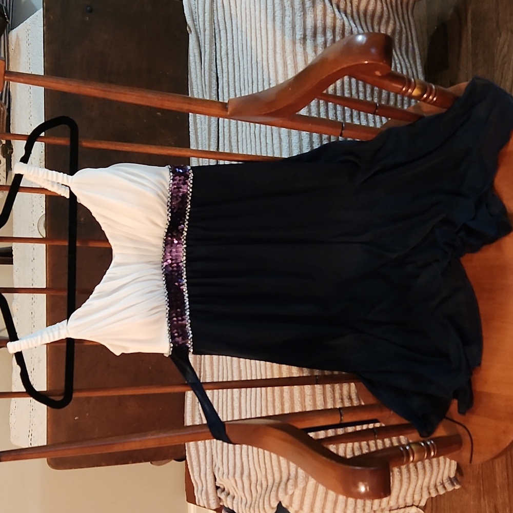 Black and White dress with purple  sequence